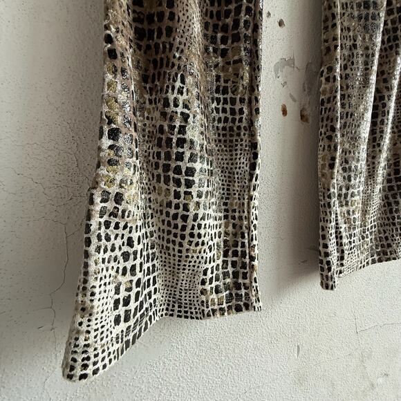 Vtg 90s Express Velvet Pants Metallic Snakeskin Print Bootcut Flare Y2K Mob Wife - Picture 2 of 6